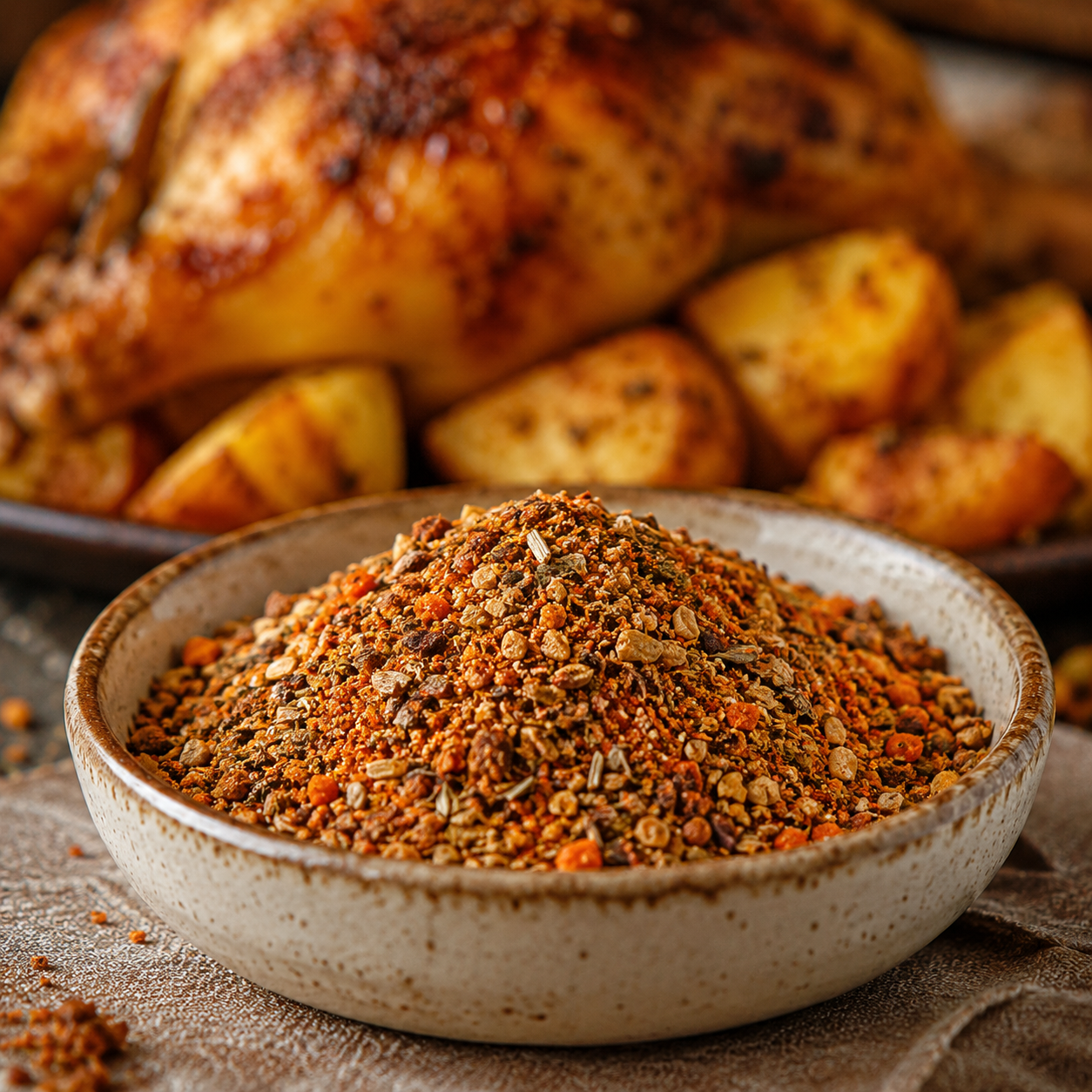 Demi poulet fermier BIO avec mélange d'épices
